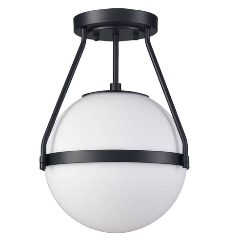 Globe Semi Flush Ceiling Light Black